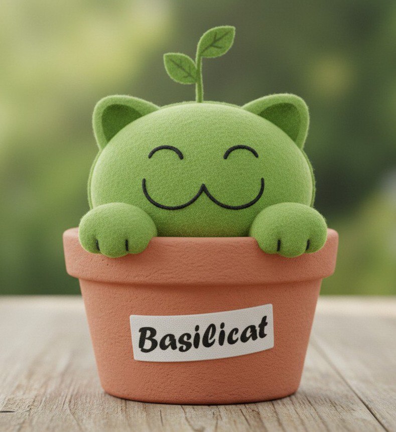 Basilicat &mdash; котик в горшочке с ростком